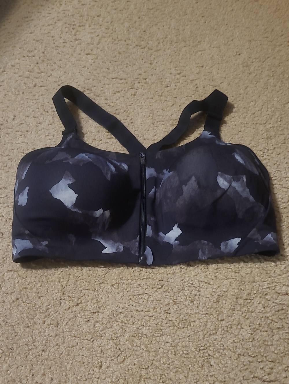 All In Motion Flower Camo High Impact Sports Bra Front Zip Closure, Sz 40DD